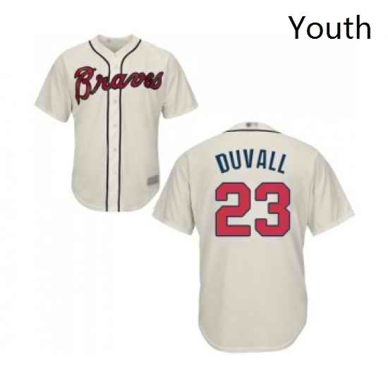 Youth Atlanta Braves 23 Adam Duvall Replica Cream Alternate 2 Cool Base Baseball Jersey